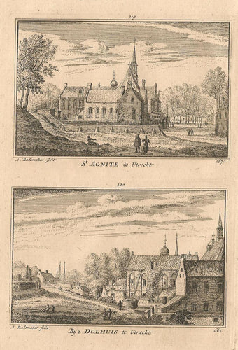 Utrecht St Agnietenklooster en Dolhuis - A Rademaker / JA Crajenschot - 1792