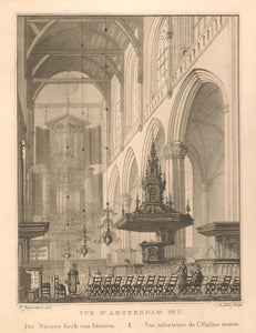 Amsterdam Nieuwe kerk Interieur - C de Kruyff / F Buffa - 1825