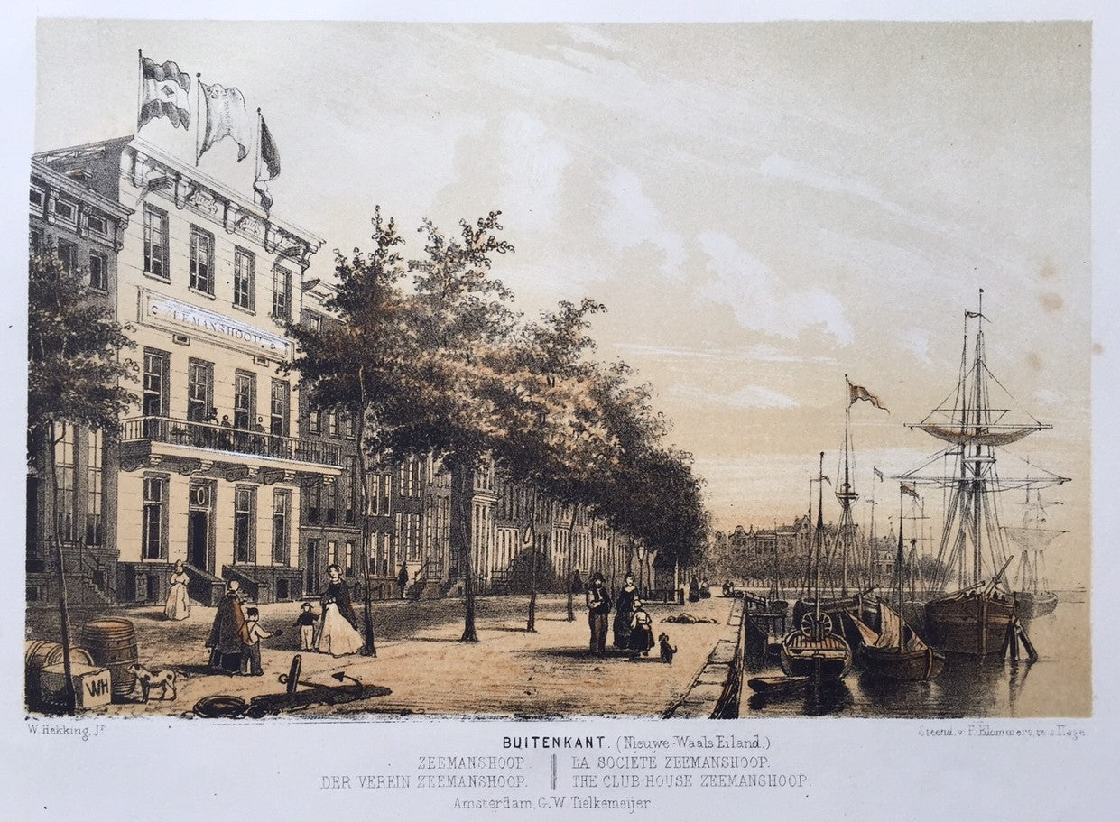 AMSTERDAM Prins Hendrikkade met gebouw Zeemanshoop - W Hekking jr/ GW Tielkemeijer - 1861