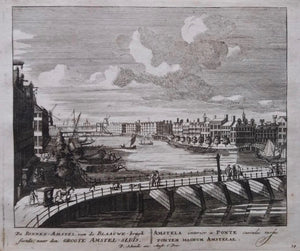AMSTERDAM Binnen-Amstel met Blauwbrug - P Schenk - ca. 1705
