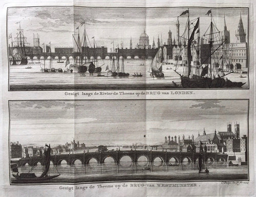 Engeland Londen Theems Westminster Bridge London British Isles - I Tirion - 1754