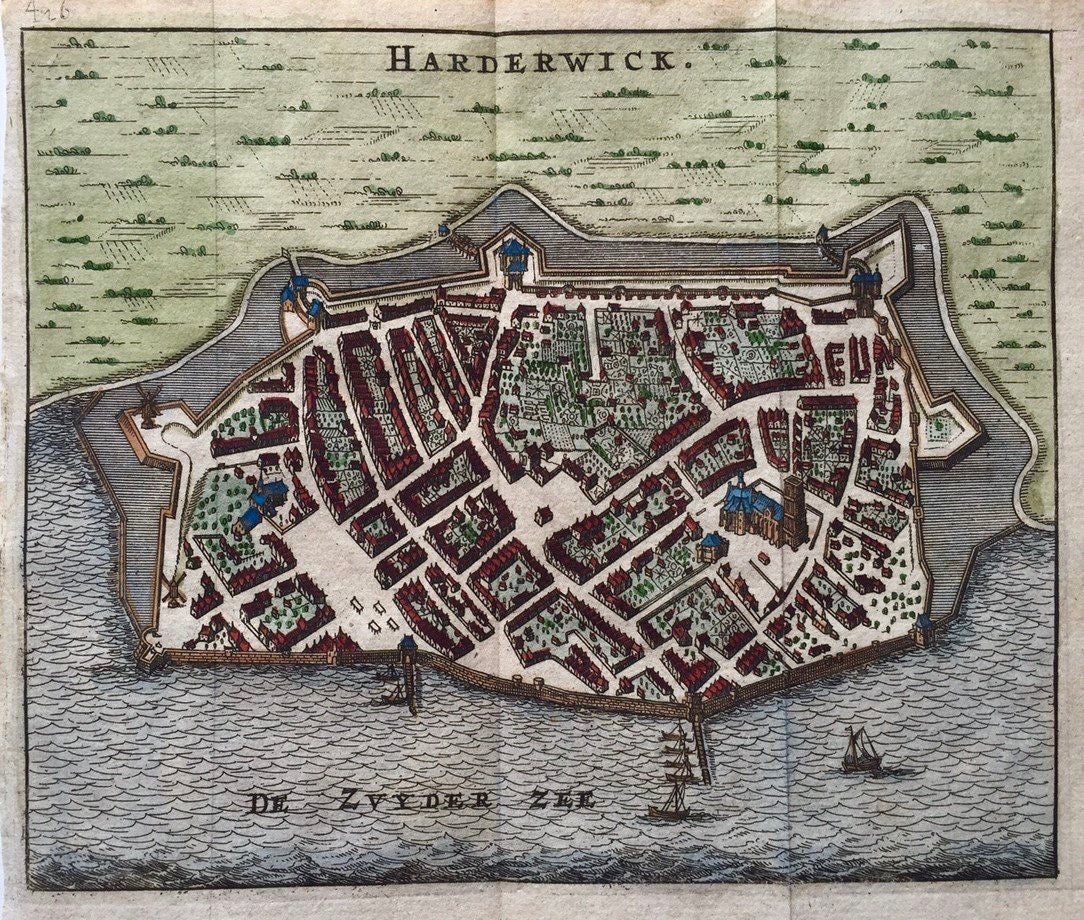HARDERWIJK Stadsplattegrond - J van Meurs / L Guicciardini - 1660