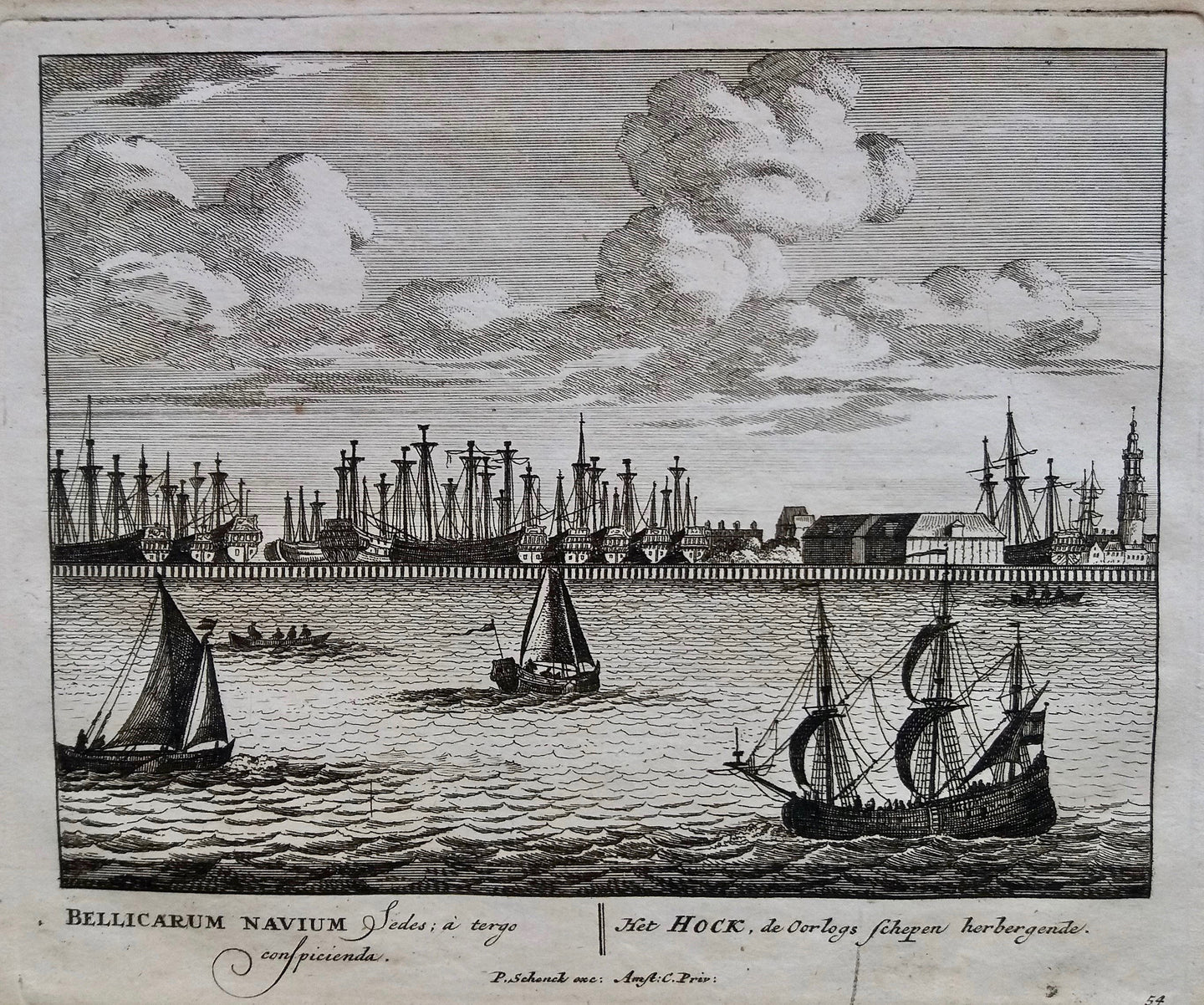 Amsterdam IJ 's Lands Zeemagazijn Oorlogsschepen - P Schenk - ca. 1708