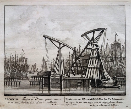 Amsterdam IJ Scheepskranen - P Schenk - ca. 1708