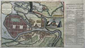 Rusland Sint-Petersburg Stadsplattegrond - J Broedelet - 1705