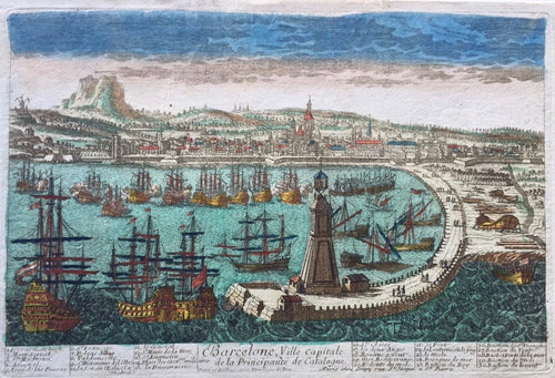 Spanje Barcelona Aanzicht - P Aveline / Crepy - ca. 1750