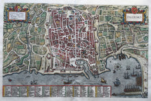 Afbeelding in Gallery-weergave laden, Italië Palermo Stadsplattegrond in vogelvluchtperspectief - G Braun &amp; F Hogenberg - 1588