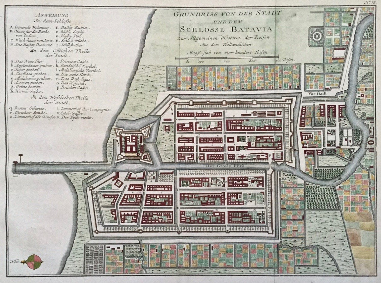INDONESIË: Batavia (Jakarta) Stadsplattegrond - JN Bellin / G Dheulland - ca. 1755
