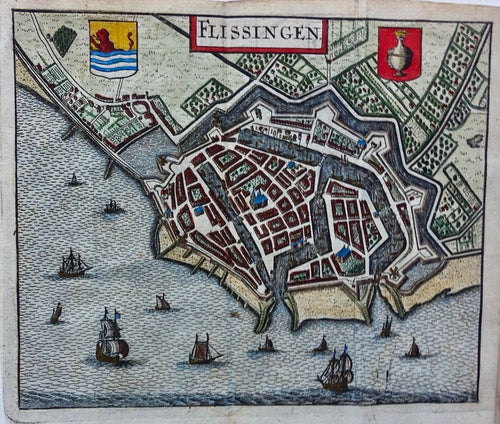 VLISSINGEN Stadsplattegrond - J van Meurs / L Guicciardini - 1660