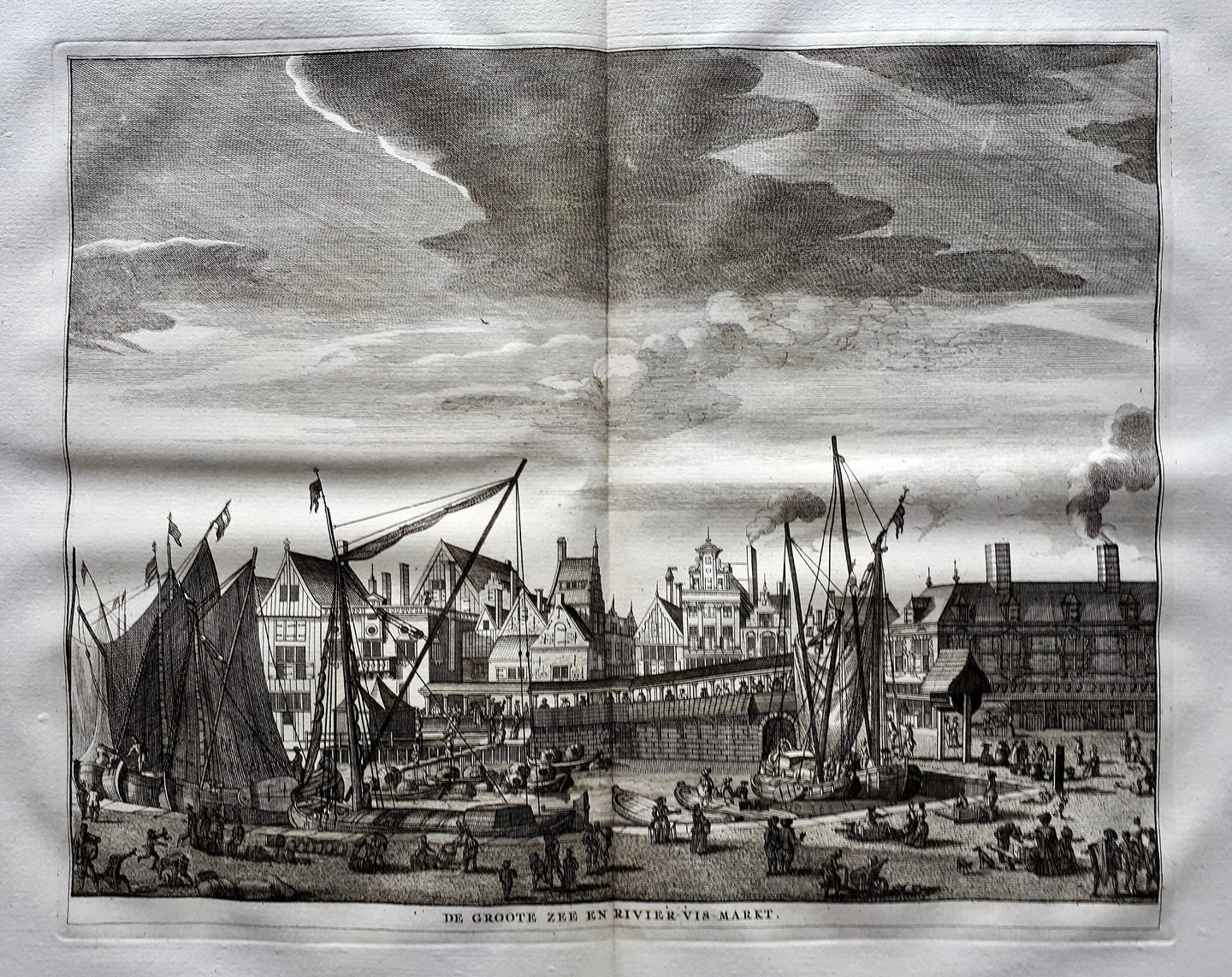 AMSTERDAM De groote Zee en Rivier-Vis-Markt - C. Commelin - 1726
