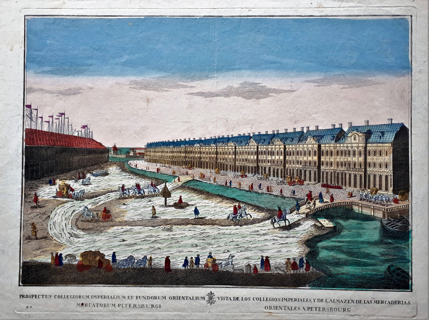 Rusland St Petersburg Uitzicht op de binnenstad van St Petersburg, toont de Twaalf Colleges - Remondini - ca. 1770