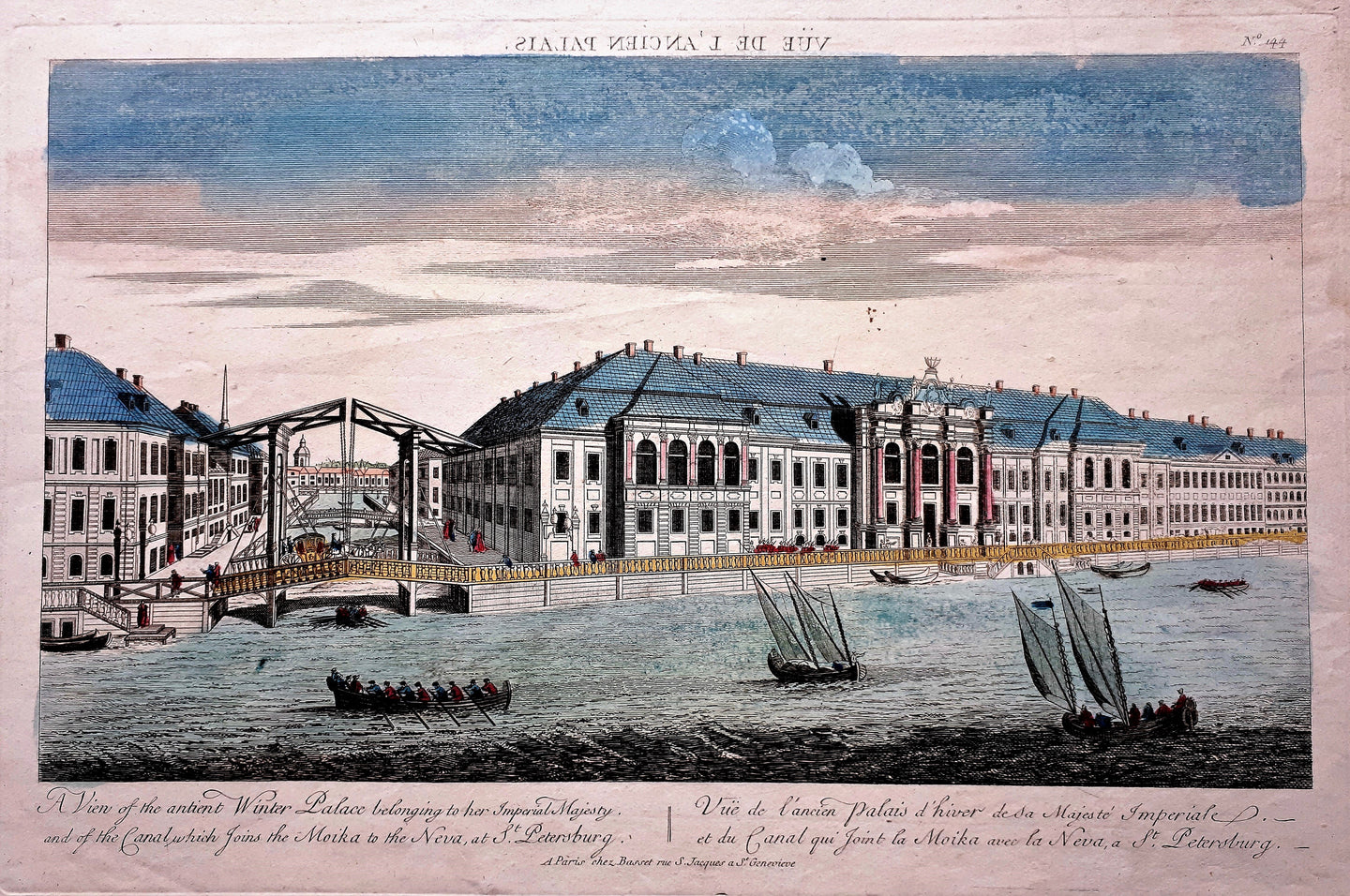 Rusland Sint-Petersburg Gezicht van het keizerlijke Winter Paleis in St Petersburg - Basset - ca. 1770