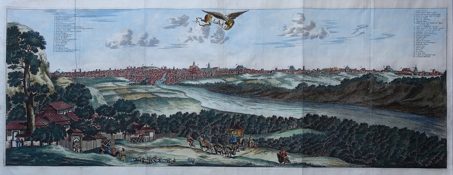 JAPAN Kyoto Profielaanzicht op Kyoto (Miako) - Arnoldus Montanus - 1680