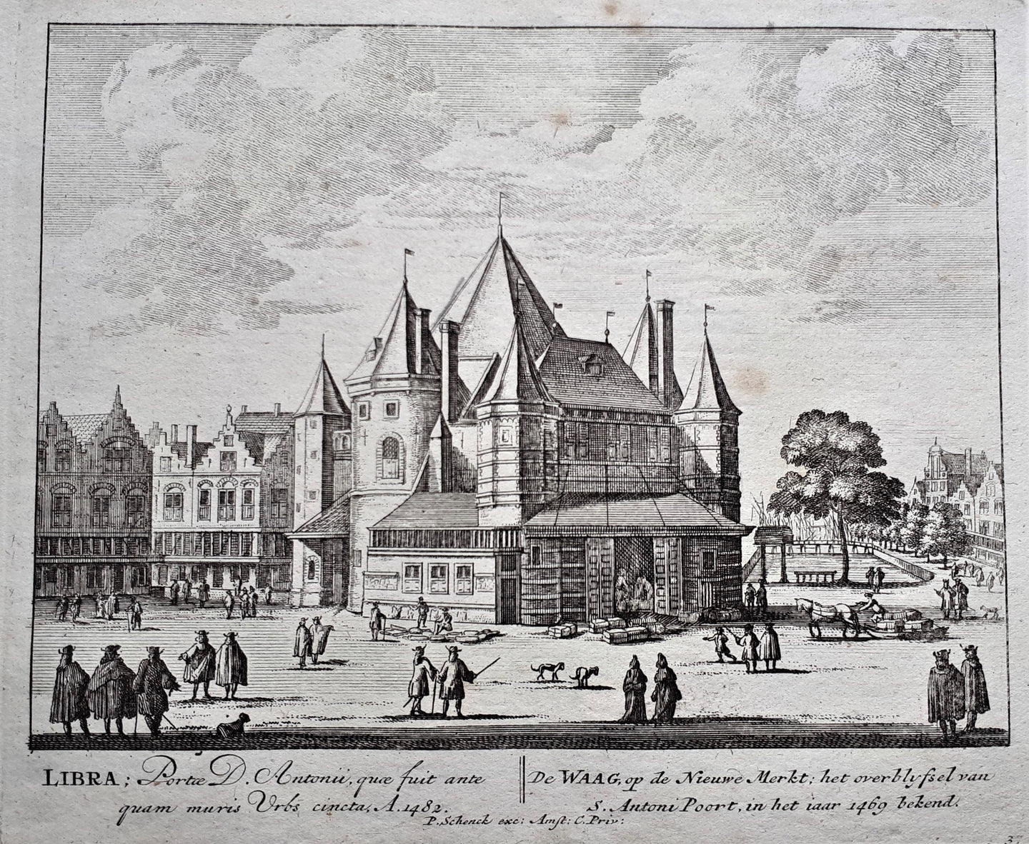 Amsterdam Nieuwmarkt Waag - P Schenk - ca. 1708