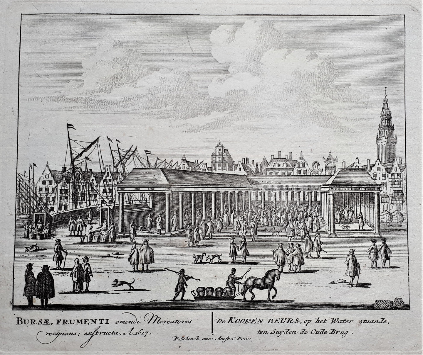 Amsterdam Damrak Korenbeurs - P Schenk - ca. 1708