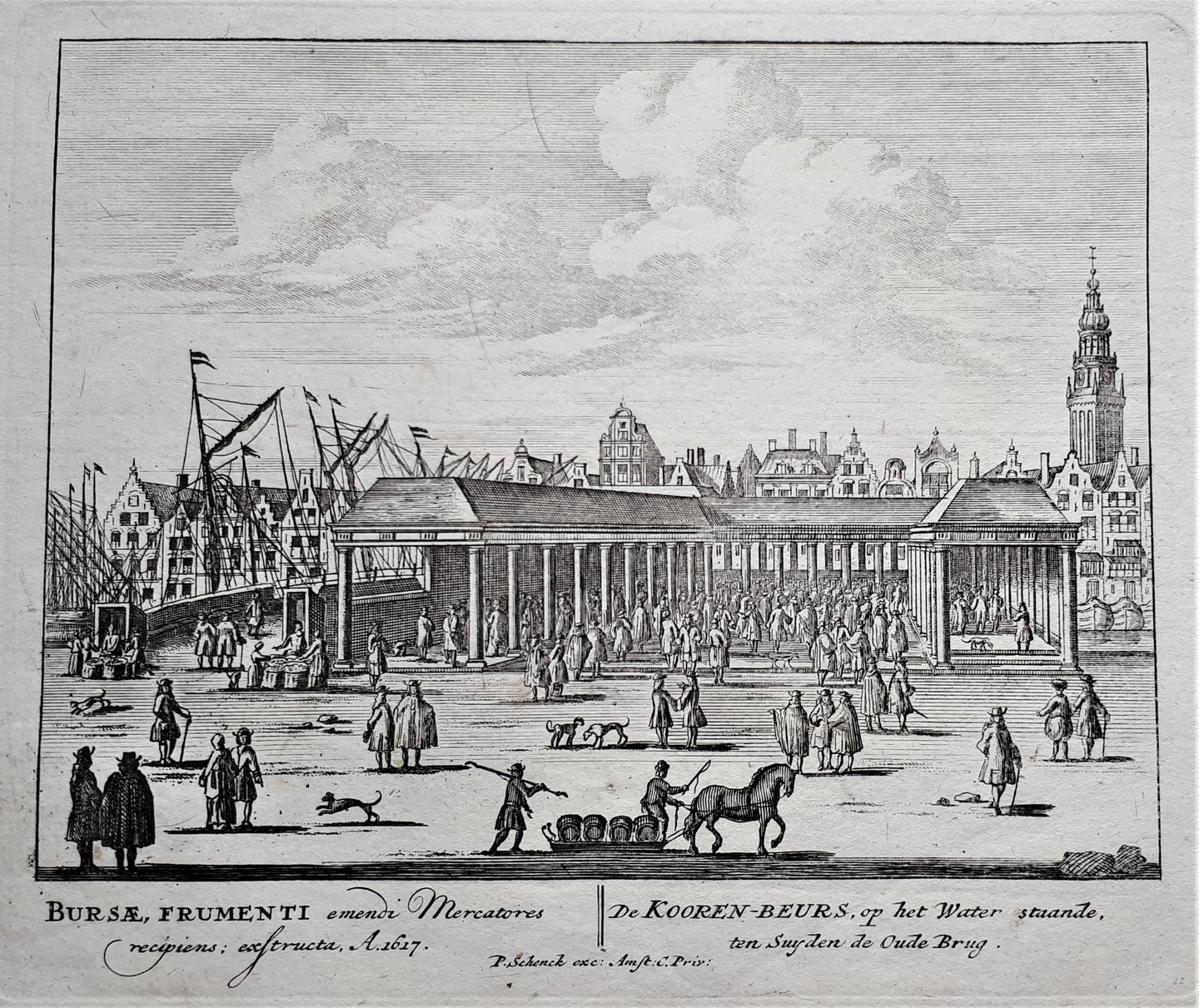 Amsterdam Damrak Korenbeurs - P Schenk - ca. 1708
