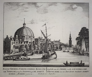 AMSTERDAM Singel Nieuwe Lutherse Kerk Jan Rodenpoortstoren - P Schenk - ca. 1708