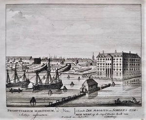 AMSTERDAM Kattenburg 's Lands Zeemagazijn en scheepstimmerwerf - P Schenk - ca. 1708