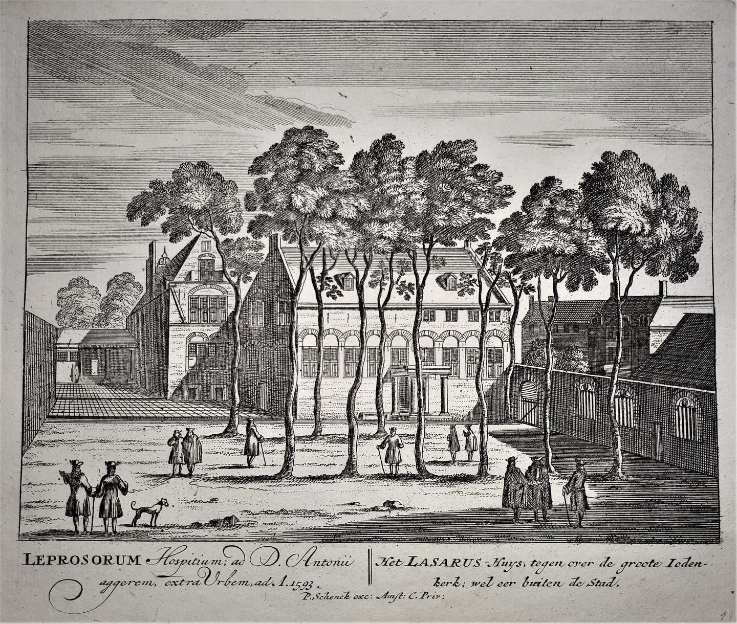 Amsterdam Leprozenhuis Binnenplaats - P Schenk - ca. 1708