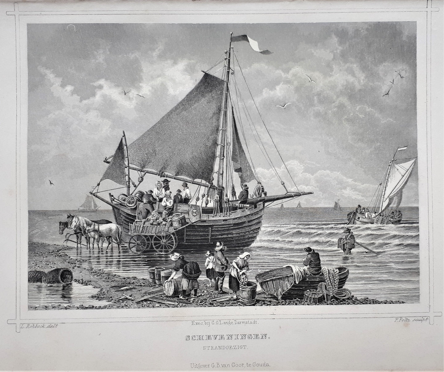 SCHEVENINGEN Strandgezicht - JL Terwen / GB van Goor - 1858