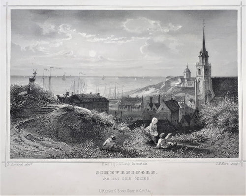 SCHEVENINGEN Gezien vanaf het duin - JL Terwen / GB van Goor - 1858