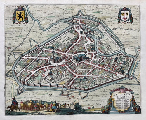 België Aalst Belgium Stadsplattegrond in vogelvluchtperspectief - J Blaeu - 1649