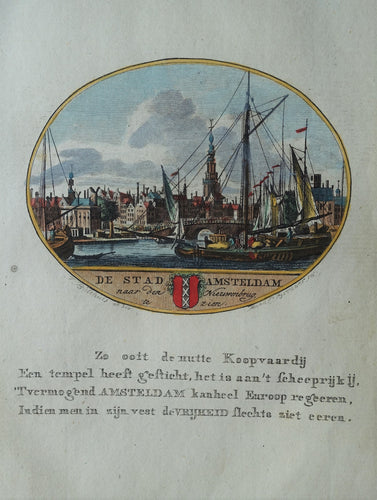 Amsterdam Gezicht op Damrak en Nieuwebrug vanaf het Open Havenfront - Van Ollefen & Bakker - 1793