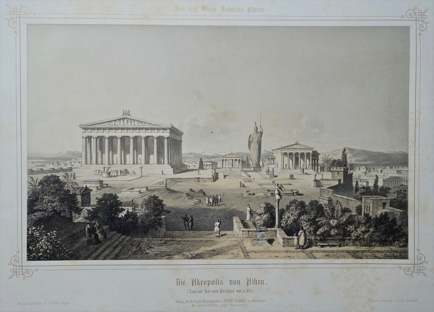 Griekenland Athene Akropolis Athens Acropolis Greece - Carl Feederle / Ludwig Lange - 1857