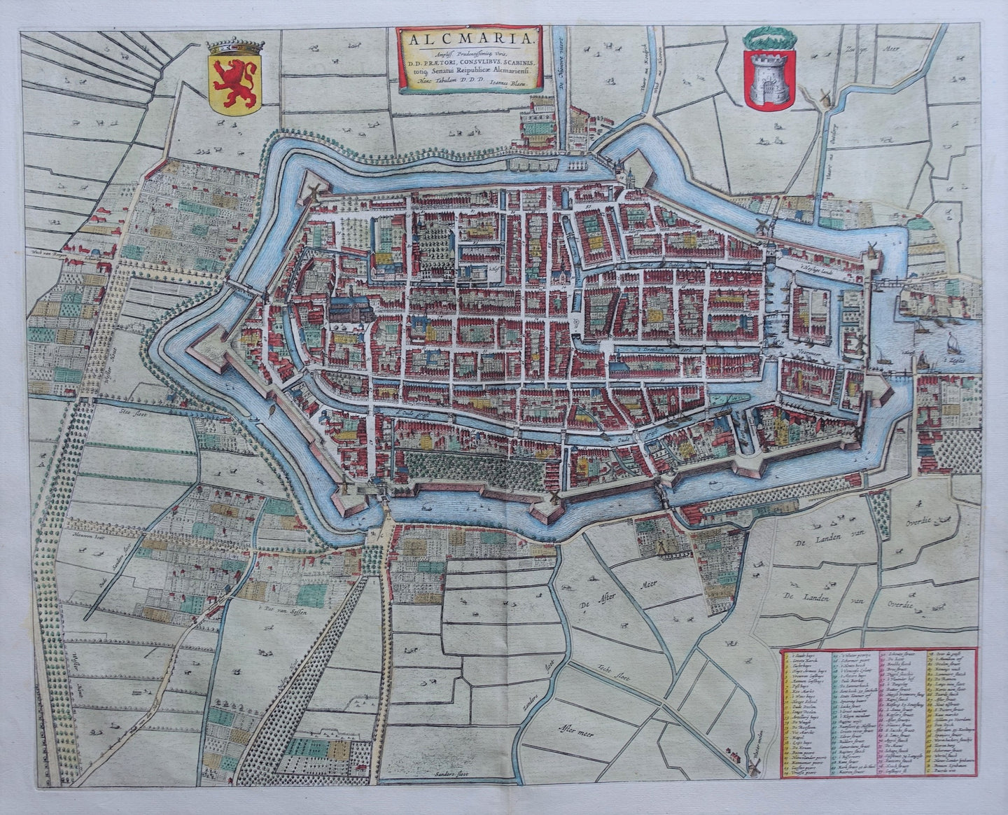 Alkmaar Stadsplattegrond in vogelvluchtperspectief - J Blaeu - 1649