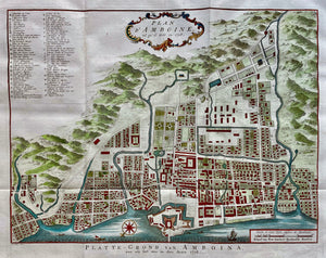 Indonesië Molukken Ambon Stadsplattegrond Indonesia Moluccas - J van der Schley / P de Hondt - 1763