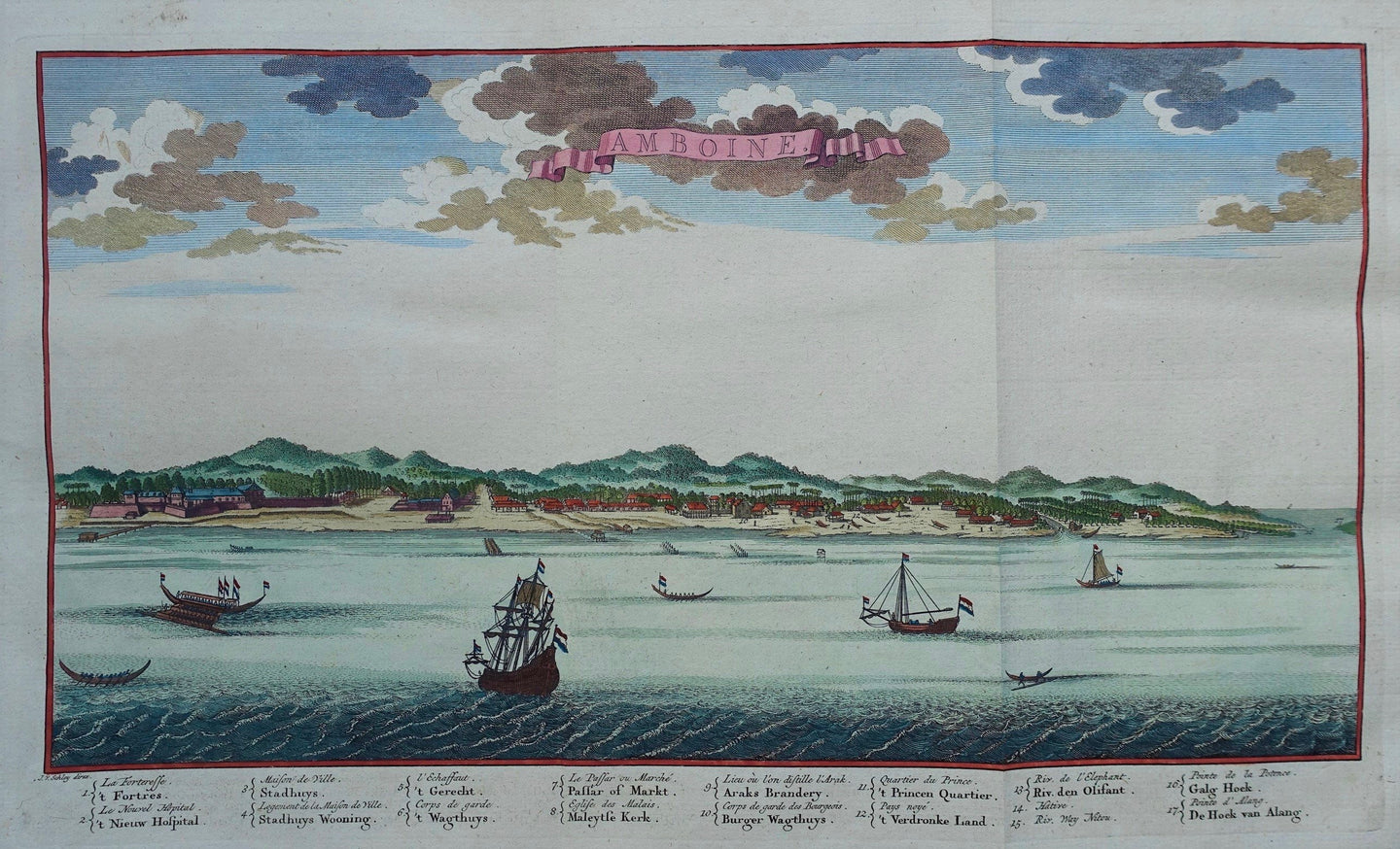 Indonesië Molukken Ambon City Indonesia - J van der Schley / P de Hondt - 1763