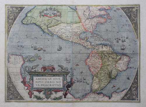 Amerika Noord- en Zuid-Amerika Americas North and South America - A Ortelius - 1592