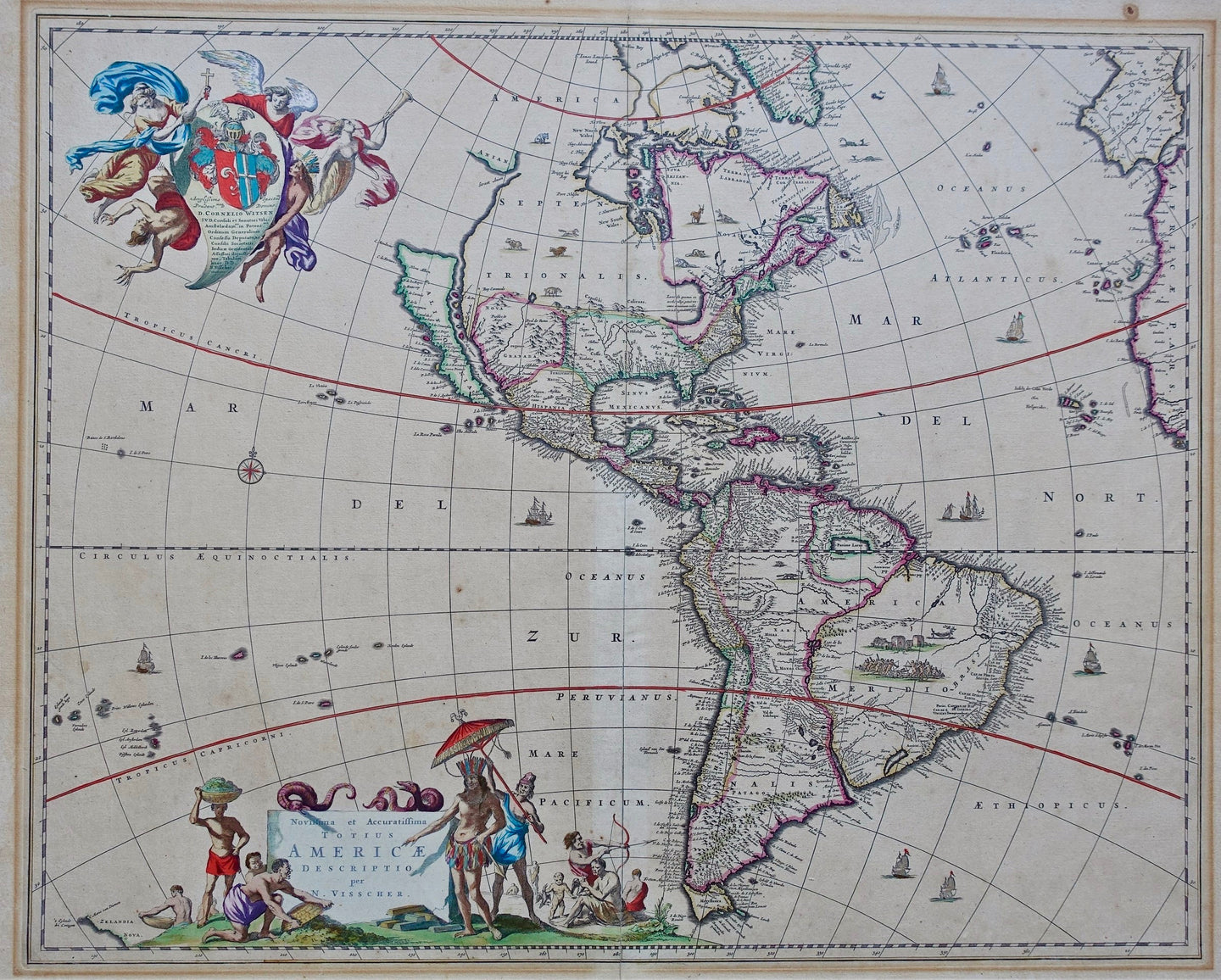 Amerika Noord- en Zuid-Amerika Americas North and South America Western Hemisphere - Nicolaas Visscher - 1658