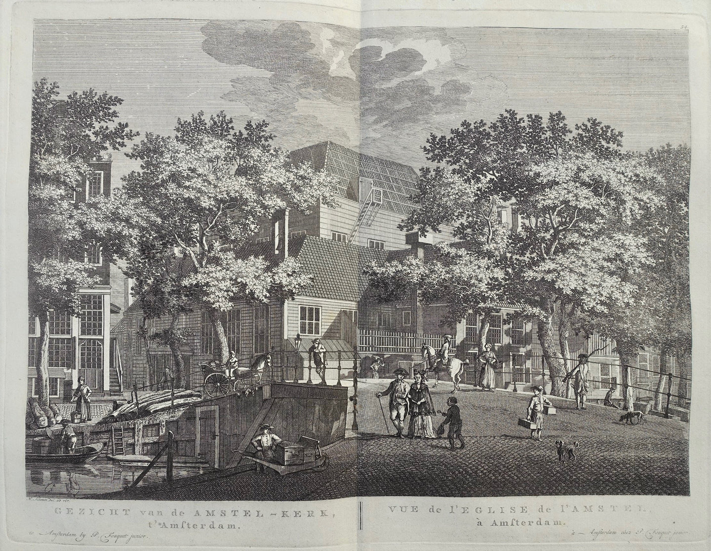 Amsterdam Amstelkerk, gezien vanaf de hoek Reguliersgracht / Kerkstraat - P Fouquet - 1783