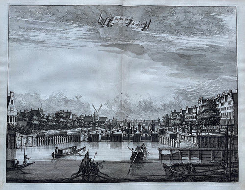 Amsterdam Amstel gezien naar Amstelsluizen en Hogesluis - C Commelin - 1693