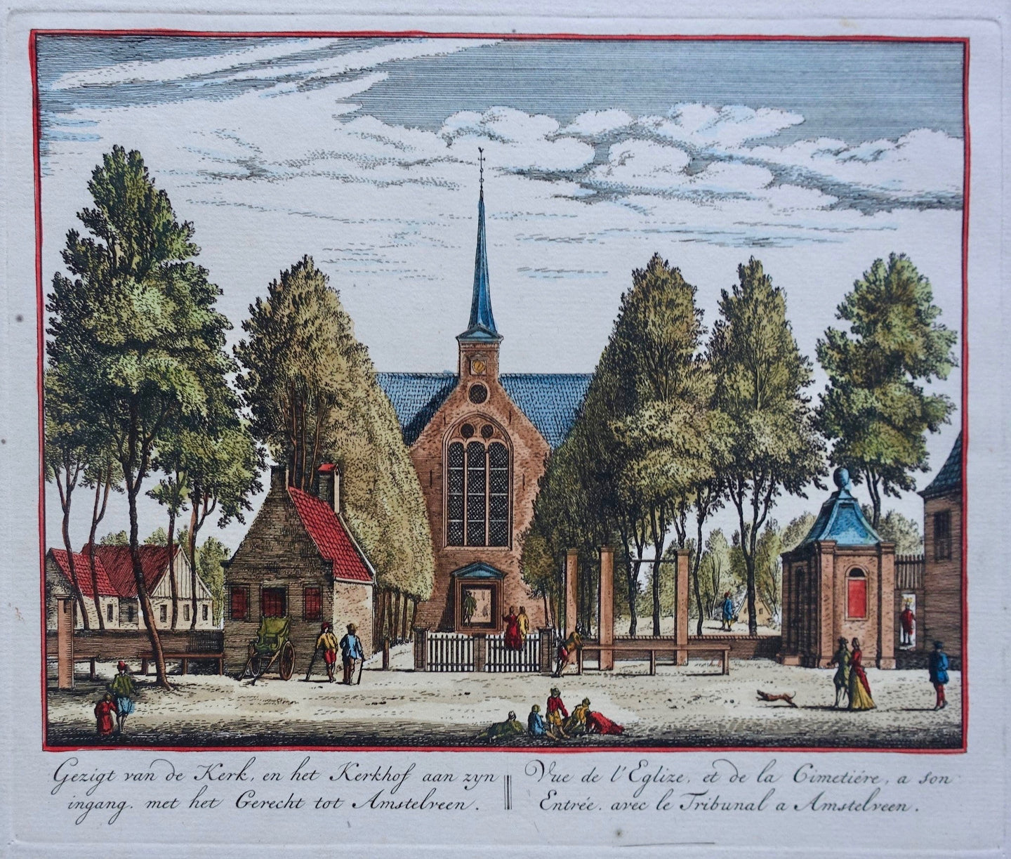 Amstelveen Gezicht met onder meer de kerk - Leonardus Schenk - ca. 1730
