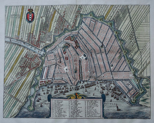 AMSTERDAM Stadsplattegrond - H van Waesberge en S en P Schouten - 1748