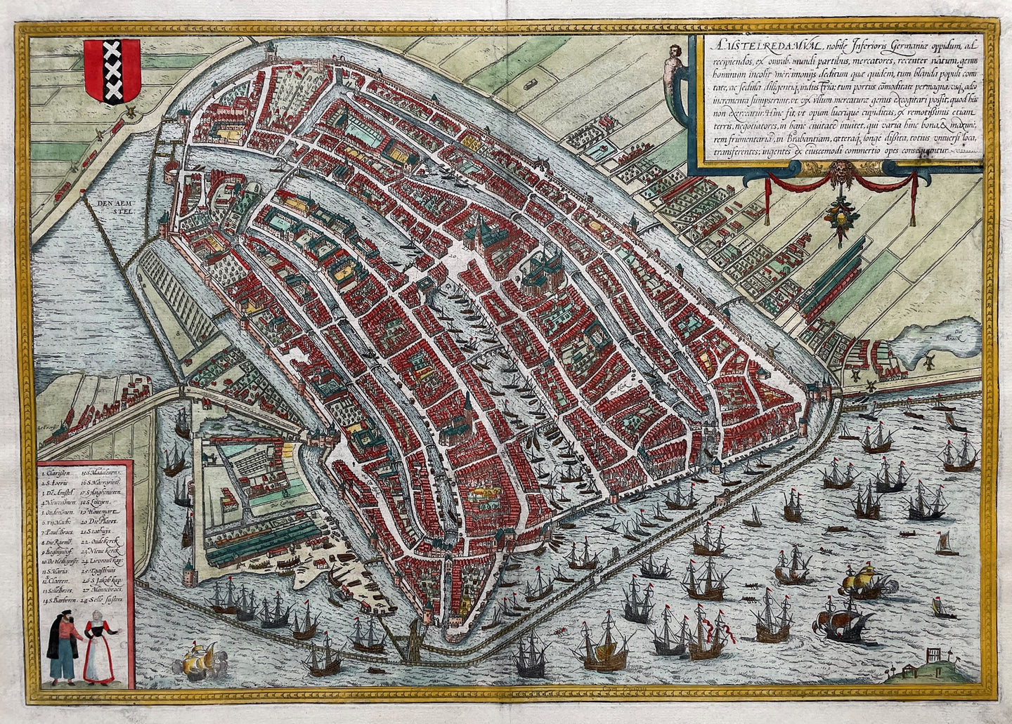 Amsterdam Stadsplattegrond in vogelvluchtperspectief - Braun & Hogenberg - 1588