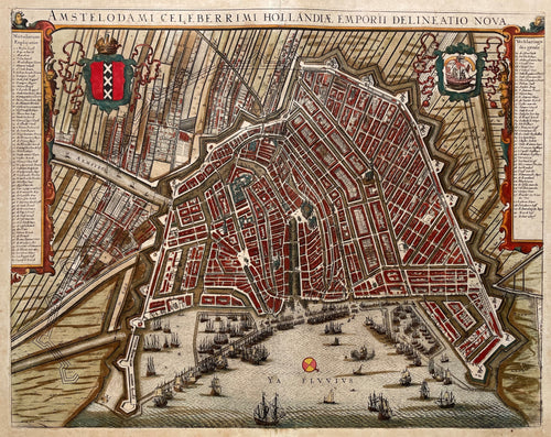 Amsterdam Stadsplattegrond in vogelvluchtperspectief - J Janssonius - 1657