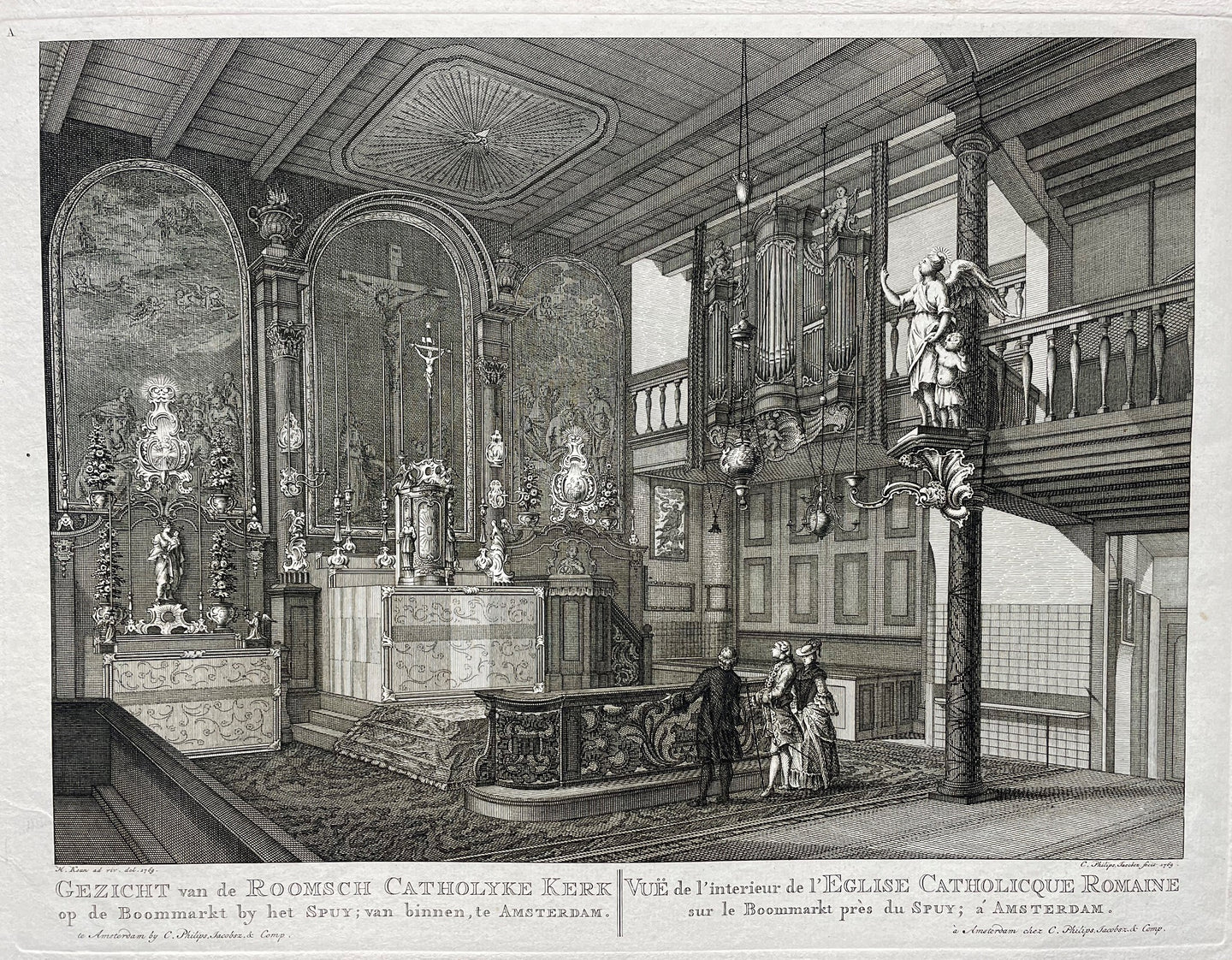 Amsterdam Interieur Rooms Katholieke schuilkerk Boommarkt (Sint-Catharinakerk) - H Keun / CJ Philips - 1770