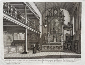 Amsterdam Keizerstraat Interieur Rooms Katholieke schuilkerk De Paauw - H Keun / CJ Philips - 1770