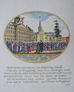 Amsterdam Vrijheidsboom wordt geplant op de Dam1795 - Van Ollefen & Bakker - 1795