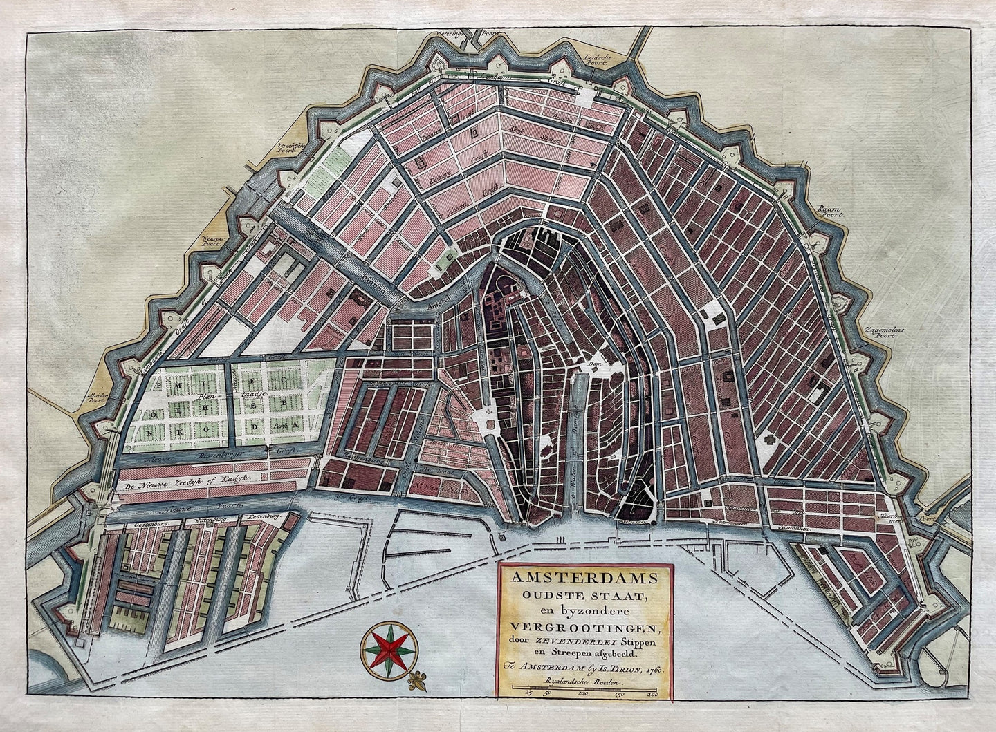 Amsterdam Stadsplattegrond - I Tirion / J Wagenaar - 1760