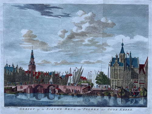Amsterdam Damrak Nieuwe Brug - J de Beijer / I Tirion - 1765