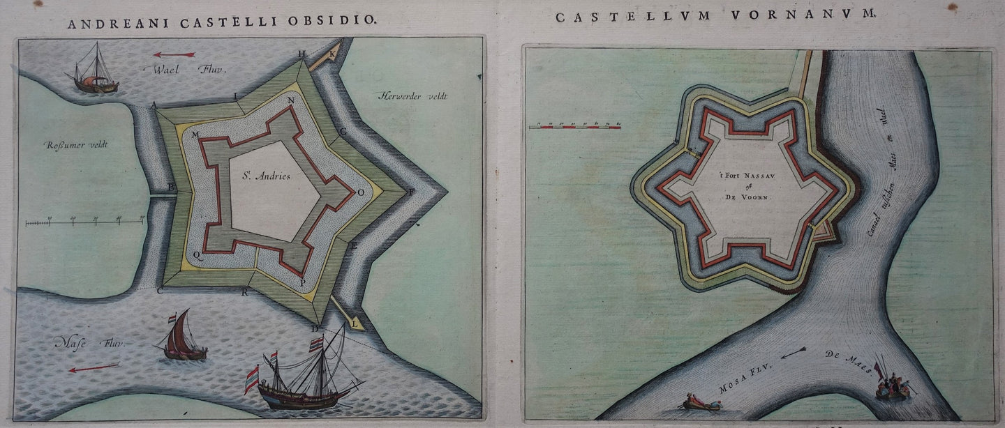 Heerewaarden Fort Oud Sint-Andries Fort Nassau - J Blaeu - 1649