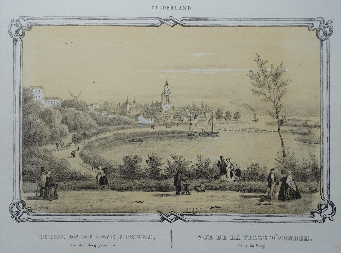 Arnhem Aanzicht van de stad - Wed Huygens - ca. 1860