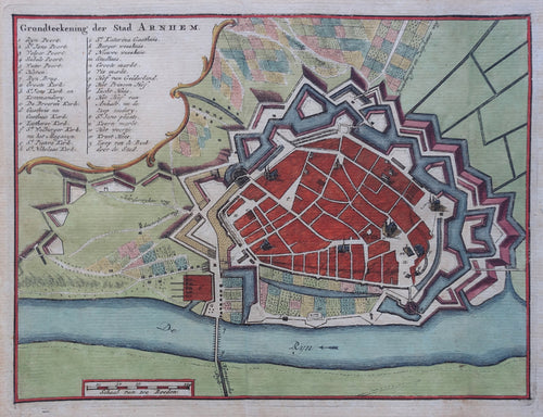 Arnhem Stadsplattegrond - H de Leth - 1740