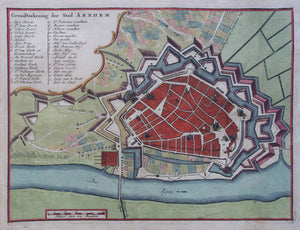 Arnhem Stadsplattegrond - H de Leth - 1740