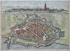 Arnhem Stadsplattegrond met profielgezicht - N Geelkercken / J van Biesen - 1654