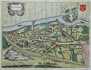 Duitsland Bardowick Germany Stadsplattegrond in vogelvluchtperspectief - J Janssonius - 1657